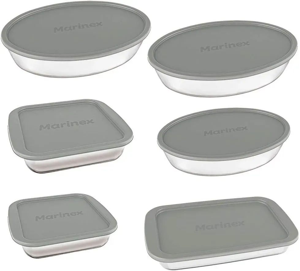 Conjunto de travessas de vidro com tampa